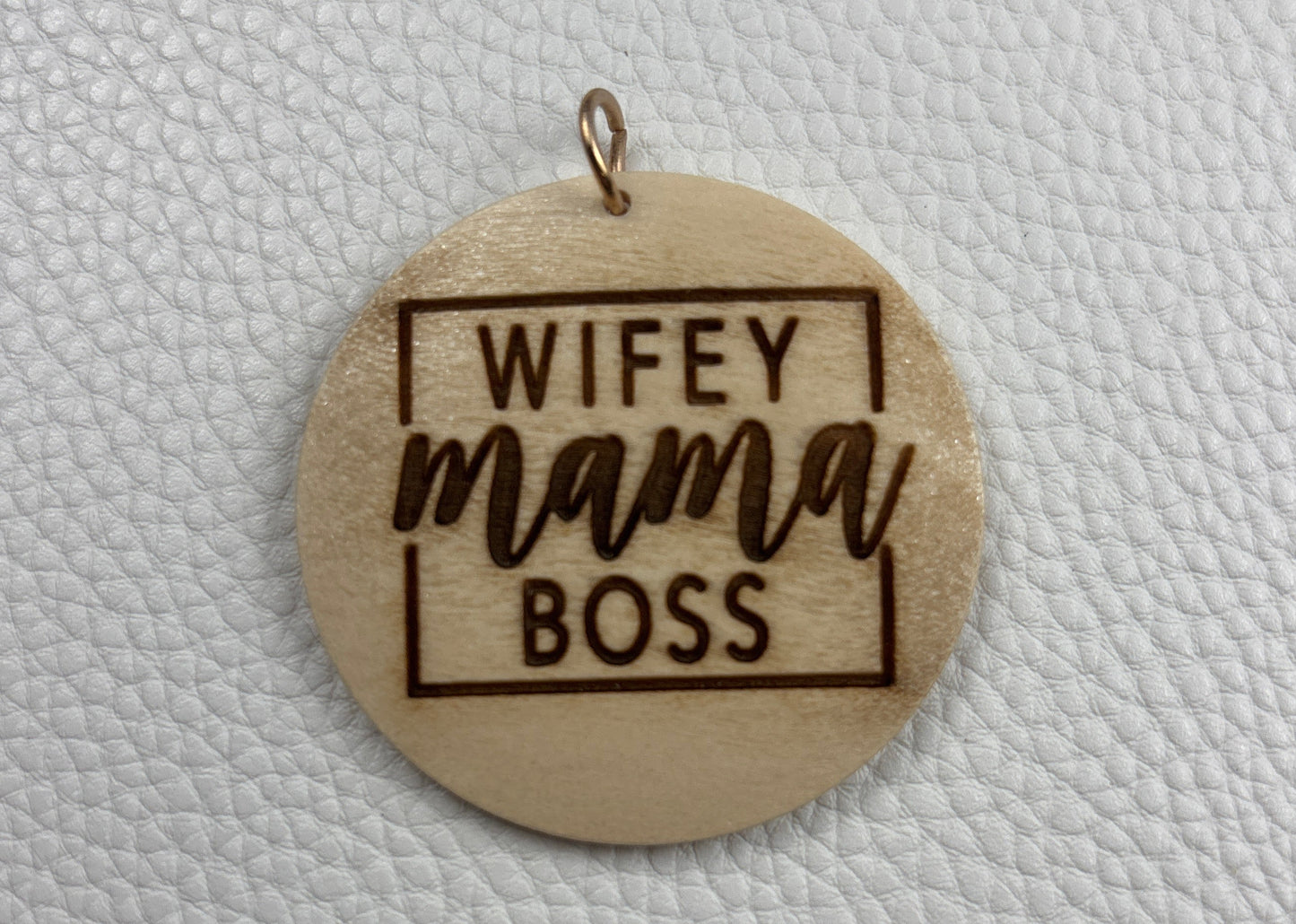 Round Wood Keychain - Work