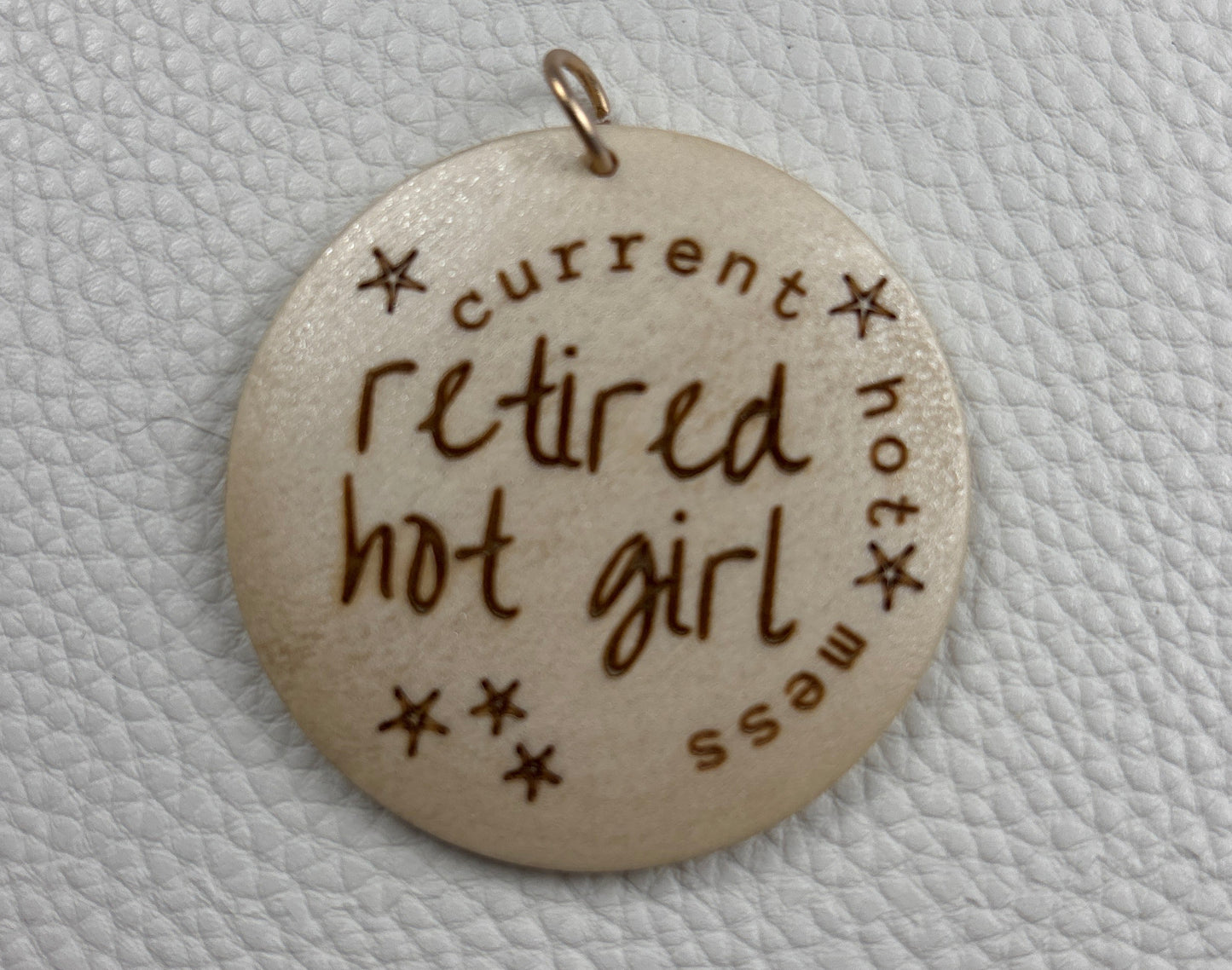 Round Wood Keychain - Work