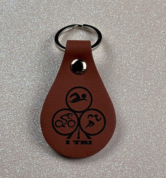 Triathlon Keychain - Saddle Brown