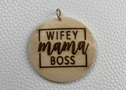 Round Wood Keychain - Work