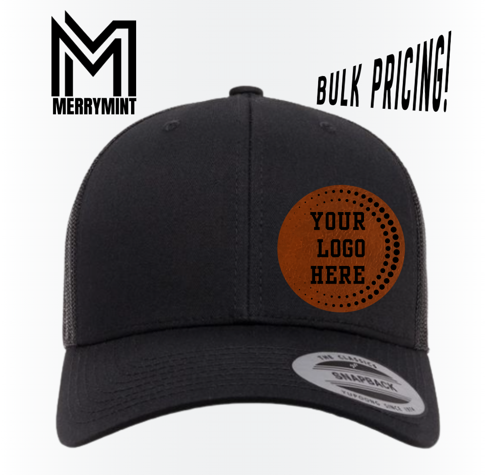 Custom made baseball hat with leatherette patch 
